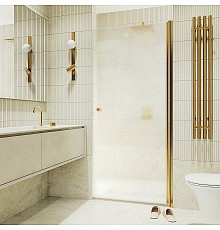 Душевая дверь Maybah Glass MGD-802-3 600x1980 на монопетле Золото стекло сатиновое
