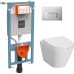 Комплект унитаза с инсталляцией Vitra Integra Round L-box с сиденьем Микролифт и клавишей смыва Хром матовый