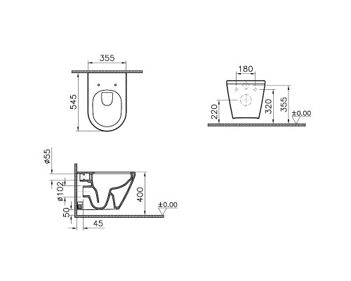 Комплект унитаза с инсталляцией Vitra Integra Round L-box с сиденьем Микролифт и клавишей смыва Хром матовый