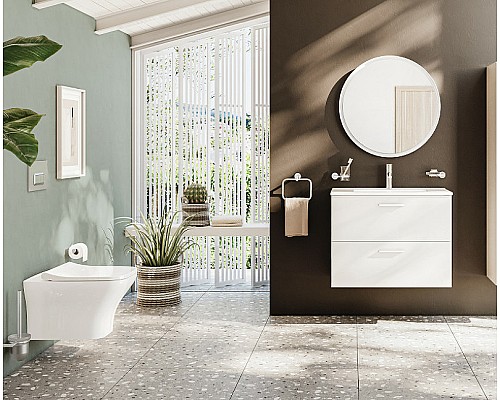 Комплект унитаза с инсталляцией Vitra Zentrum Square 9875B003-7201 с сиденьем Микролифт и клавишей смыва Хром глянцевый