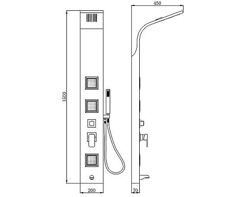 Душевая панель beWash BV1TMSP7801 с гидромассажем Черная матовая