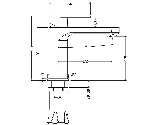 Смеситель для раковины Raglo R50.10.09 Графит матовый