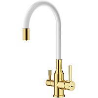 Смеситель для кухни Raglo R81.64.03 Золото матовое Белый