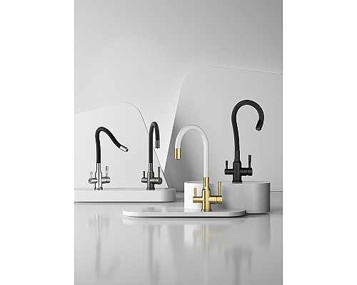 Смеситель для кухни Raglo R81.64.03 Золото матовое Белый