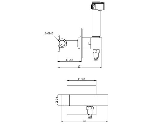 Гигиенический душ со смесителем Raglo R24.56.06 с термостатом Черный матовый