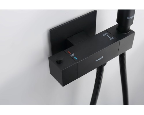 Гигиенический душ со смесителем Raglo R24.56.06 с термостатом Черный матовый