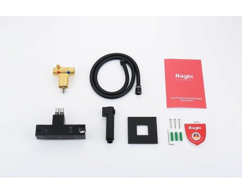 Гигиенический душ со смесителем Raglo R24.56.06 с термостатом Черный матовый