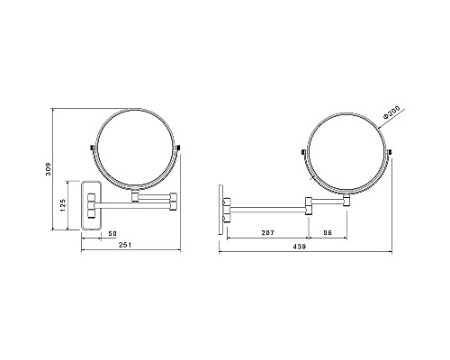 Косметическое зеркало Aquatek AQ4911MB Черное матовое