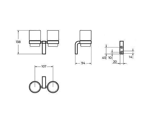 Стакан для зубных щеток Art&Max Ultima AM-8930A двойной Хром