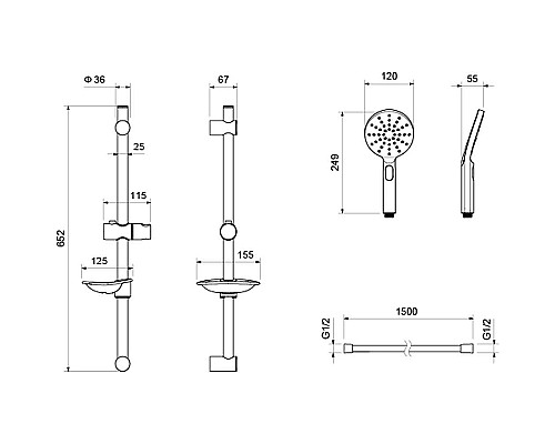 Душевой гарнитур Aquatek Оберон 3jet AQ2014CR Хром