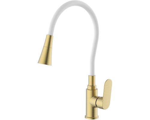 Смеситель для кухни Splenka S41.43.03 Золото матовое Белый