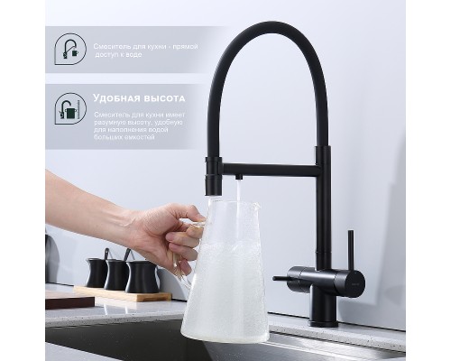 Смеситель для кухни Splenka S70.63.06 Черный матовый