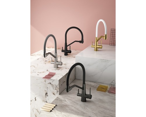 Смеситель для кухни Splenka S71.62.07 Серый матовый Черный