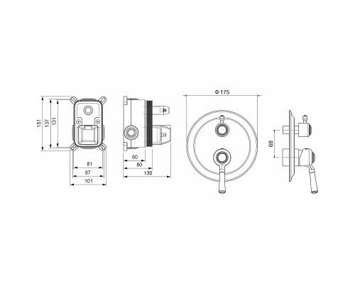 Смеситель для душа Aquatek Классик AQ1546PG Полированное золото