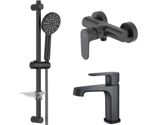 Комплект смесителей Aquatek Оберон AQ1231MB Черный матовый