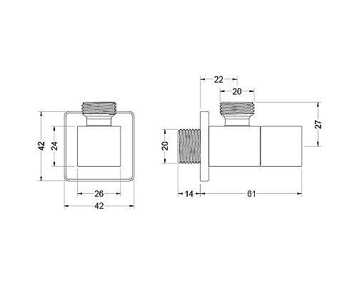 Запорный вентиль Aquatek AQ2453CR угловой Хром