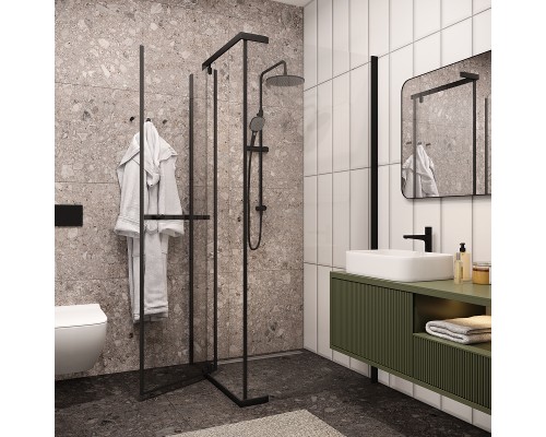 Душевой уголок Ceruttispa Mimi 90x90 MIMI ZQ91B 9284 профиль Черный матовый стекло прозрачное