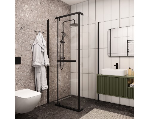 Душевой уголок Ceruttispa Mimi 90x90 MIMI ZQ91B 9284 профиль Черный матовый стекло прозрачное
