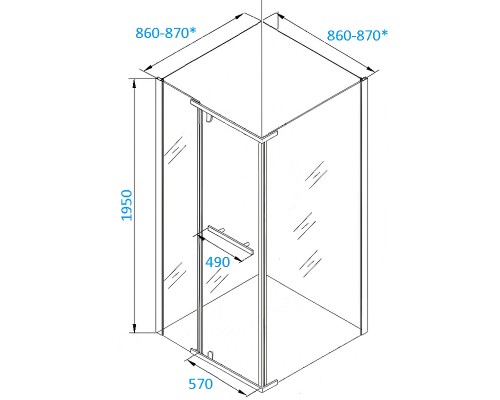 Душевой уголок Ceruttispa Mimi 90x90 MIMI ZQ91B 9284 профиль Черный матовый стекло прозрачное