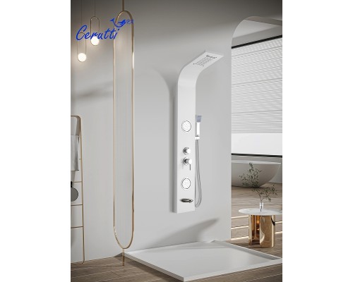 Душевая панель Ceruttispa Twin W CT9985 с гидромассажем Белая