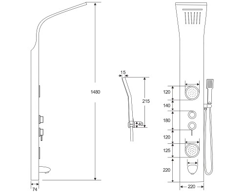 Душевая панель Ceruttispa Twin W CT9985 с гидромассажем Белая