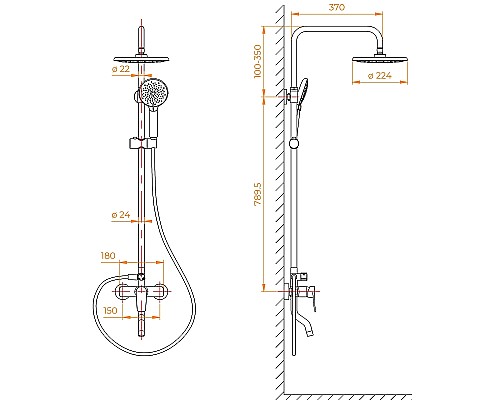 Душевая система RGW Shower Panels SP-25 59140125-01 Хром