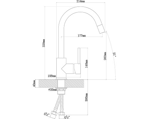 Смеситель для кухни Florentina Альфа Fl Ультра 313.01H.1123.501 Нуар