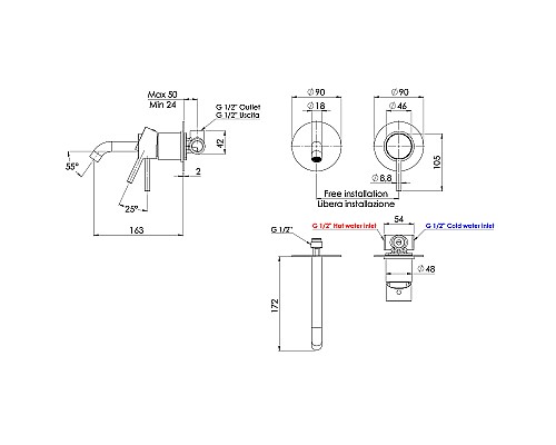 Смеситель для раковины Remer X-Style X15CNO Черный матовый