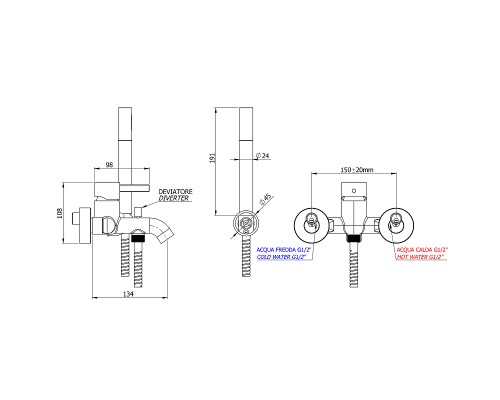 Смеситель для ванны Remer Metrica MC02 Хром