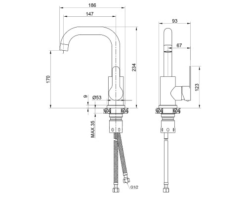 Смеситель для раковины Maretti Project-S PS32RP55 Сатин