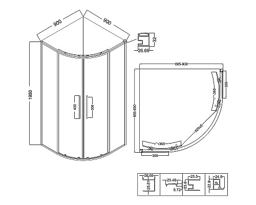 Душевой уголок Niagara Nova 90х90 NG-6626-34 профиль Хром стекло прозрачное