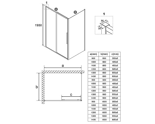 Душевой уголок Niagara Nova 100х80 NG-65-10CH-CH80-34 профиль Хром стекло шиншилла
