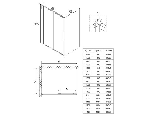 Душевой уголок Niagara Nova 130х80 NG-65-13CH-CH80-34 профиль Хром стекло шиншилла