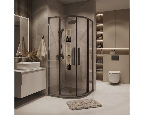 Душевой уголок Grossman Cosmo 100х100 301.K33.02.1010.42.00 профиль Графит сатин стекло прозрачное