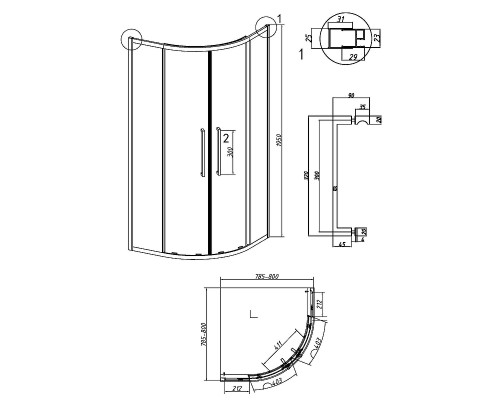 Душевой уголок Grossman Cosmo 80х80 301.K33.02.8080.21.02 профиль Черный матовый стекло шиншилла