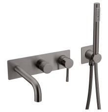 Смеситель для ванны Boheme Uno 464-3-GM Оружейная сталь
