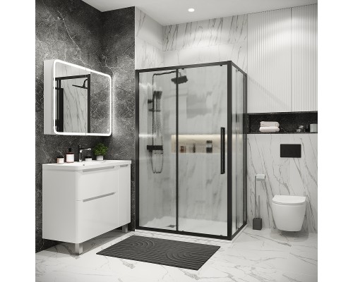 Душевой уголок Grossman Cosmo 120х80 120.K33.02.1280.21.02 профиль Черный матовый стекло шиншилла