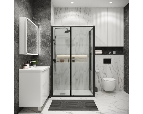 Душевой уголок Grossman Cosmo 120х80 120.K33.02.1280.21.02 профиль Черный матовый стекло шиншилла