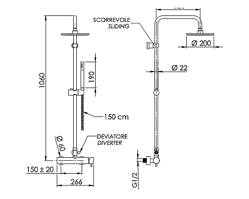 Душевая система Remer Minimal N37RX7MMM20DO Золото глянцевое
