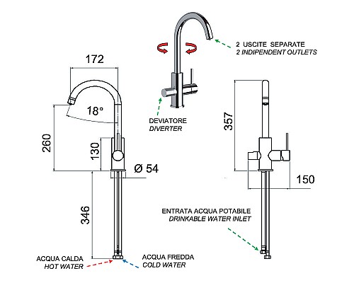 Смеситель для кухни Remer Minimal N792DWXV Сталь