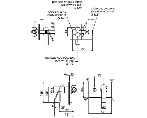 Смеситель для душа Remer Energy EY09HRGNO Черный матовый