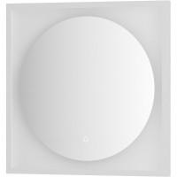 Зеркало Defesto Eclipce 60х60 с подсветкой 12W-4500К/в багетной раме/Сенсорный выключатель/Нейтральный белый свет/Белая рама