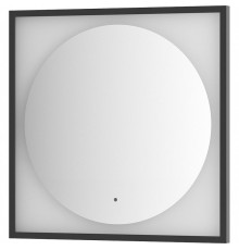 Зеркало Defesto Eclipce 70х70 с подсветкой 15W-3000К/в багетной раме/ИК - выключатель/Теплый белый свет/Черная рама