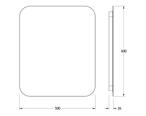 Зеркало Defesto Opti 50x60 с подсветкой 19W-4500К/ИК - выключатель/Нейтральный белый свет
