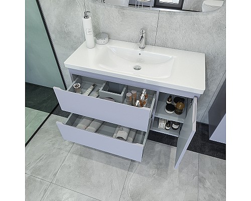 Тумба под раковину Caprigo Forte 100 36115R-SF028 подвесная Серая матовая