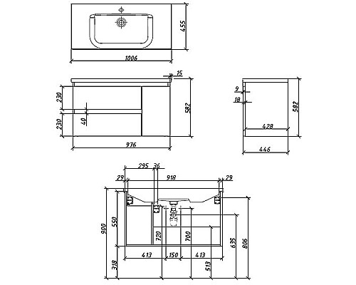 Тумба под раковину Caprigo Forte 100 36115R-SF028 подвесная Серая матовая