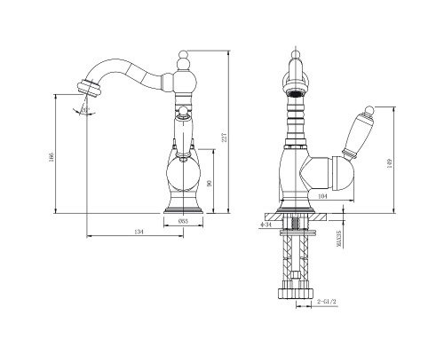 Смеситель для раковины Caprigo Adria-Uno 02-524-vot Бронза