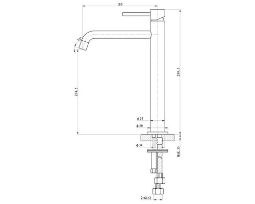 Смеситель для раковины Caprigo Don 53-025-NER Черный матовый