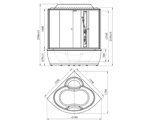 Душевой бокс Radomir Калифорния 155x155 1-04-6-0-0-0770 без гидромассажа