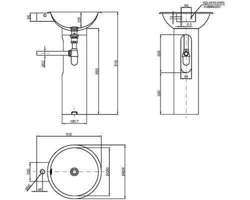 Раковина Nofer 42 13063.S Сатин